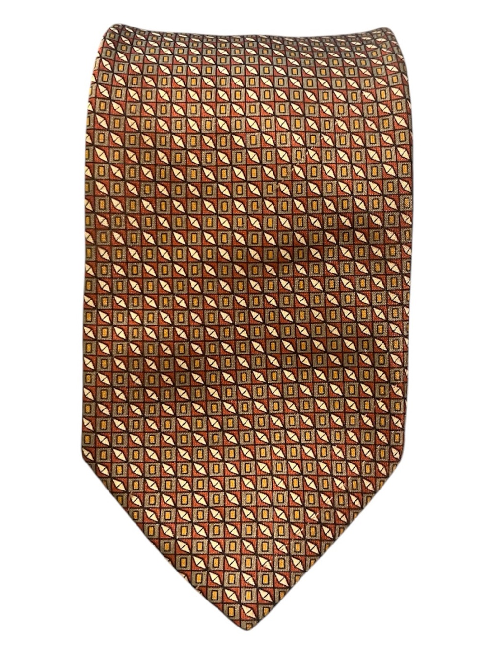Pierre Cardin Vintage silk traditional size 3.75” Men Tie brown base geometric